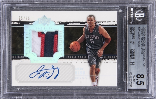 2003-04 UD "Exquisite Collection" Noble Nameplates #JK Jason Kidd Signed Game Used Patch Card (#25/25) – BGS NM-MT+ 8.5/BGS 10